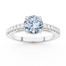 1ct Aquamarine Lab Diamond Pave Platinum Ring
