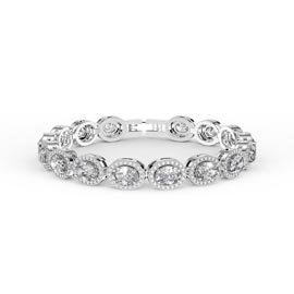 Eternity Moissanite and Lab Diamond Oval Halo 18ct White Gold Tennis Bracelet
