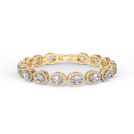 Eternity 10ct Lab Diamond Oval Halo 18ct Yellow Gold Tennis Bracelet