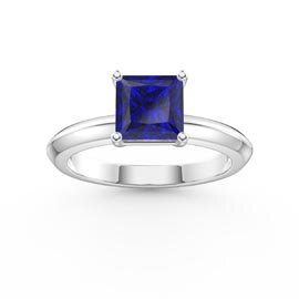 Unity 1ct Princess Sapphire Platinum plated Silver Promise Ring