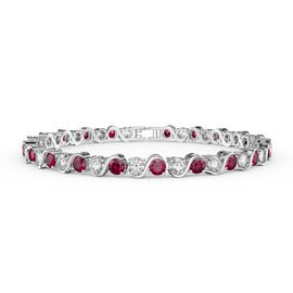 Infinity Ruby and Diamond 18ct White Gold S Bar Tennis Bracelet