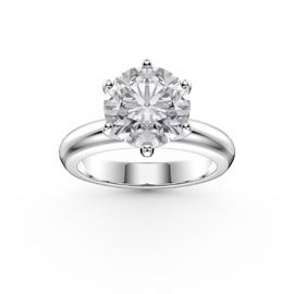 Unity 2ct White Sapphire Classic Solitaire Platinum plated Silver Promise Ring