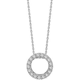 Infinity Circle White Sapphire Halo Platinum plated Silver Pendant