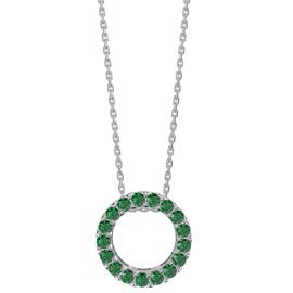 Infinity Circle Emerald Halo Platinum plated Silver Pendant