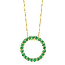 Infinity Circle Emerald Halo 18ct Gold Vermeil Pendant Large