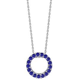 Infinity Circle Blue Sapphire Halo Platinum plated Silver Pendant