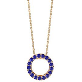 Infinity Circle Blue Sapphire Halo 18ct Gold Vermeil Pendant