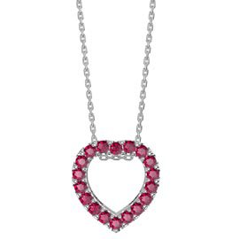 Infinity Heart Ruby Halo Platinum plated Silver Pendant