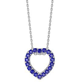 Infinity Heart Blue Sapphire Halo Platinum plated Silver Pendant