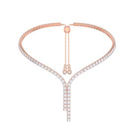 Eternity Asymmetric Drop Moissanite 18ct Rose Gold Vermeil Tennis Necklace