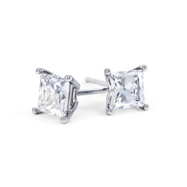 Charisma 1ct White Sapphire Platinum Plated Silver Princess Stud Earrings