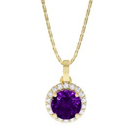Halo 0.5ct Amethyst 18ct Gold Vermeil Halo Pendant