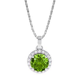 Halo 0.5ct Peridot Platinum plated Silver Halo Pendant