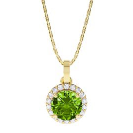 Halo 0.5ct Peridot 18ct Gold Vermeil Halo Pendant