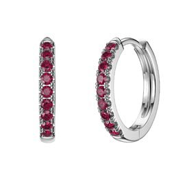 Charisma Ruby Platinum plated Silver Hoop Earrings Small