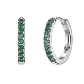 Charisma Emerald Platinum plated Silver Hoop Earrings Small