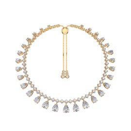 Princess Graduated Pear Drop Diamond CZ 18ct Gold plated Silver Choker Tennis Necklace