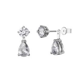 Charisma 6ct White Sapphire Platinum Plated Silver Pear Earring Set