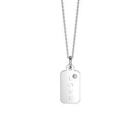 Charisma Moissanite Platinum plated Silver Dog Tag Pendant