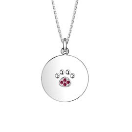 Charisma Ruby Platinum plated Silver Paw Pendant 25mm