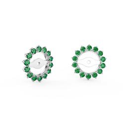 Fusion Emerald Platinum plated Silver Gemburst Halo Earring Jackets