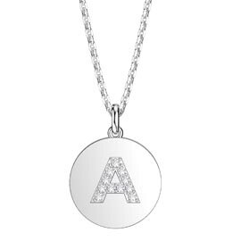 Charisma Moissanite Pave Platinum plated Silver Alphabet Pendant A