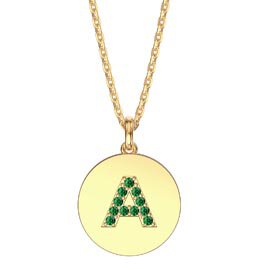 Charisma Emerald Pave 18ct Gold Vemeil Alphabet Pendant A