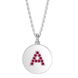 Charisma Ruby Pave Platinum plated Silver Alphabet Pendant A