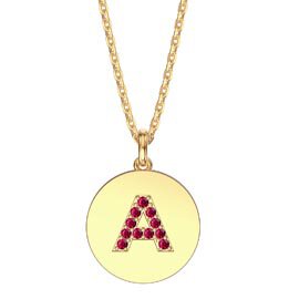 Charisma Ruby Pave 18ct Gold Vemeil Alphabet Pendant A
