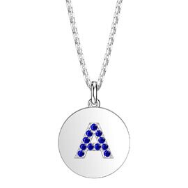 Charisma Sapphire Pave Platinum plated Silver Alphabet Pendant A