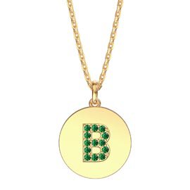 Charisma Emerald Pave 18ct Gold Vemeil Alphabet Pendant B
