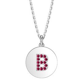 Charisma Ruby Pave Platinum plated Silver Alphabet Pendant B