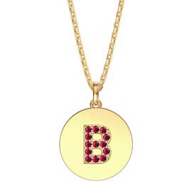 Charisma Ruby Pave 18ct Gold Vemeil Alphabet Pendant B