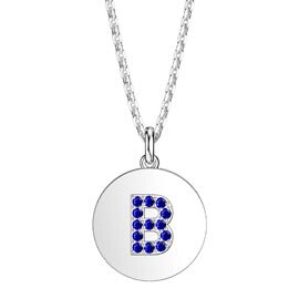 Charisma Sapphire Pave Platinum plated Silver Alphabet Pendant B