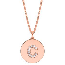 Charisma Moissanite Pave 18ct Rose Gold Vemeil Alphabet Pendant C