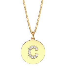 Charisma Moissanite Pave 18ct Gold Vemeil Alphabet Pendant C