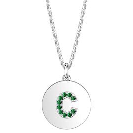Charisma Emerald Pave Platinum plated Silver Alphabet Pendant C