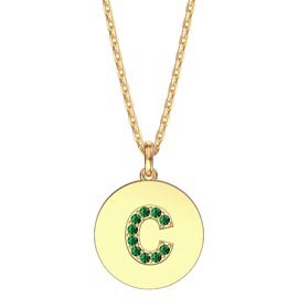 Charisma Emerald Pave 18ct Gold Vemeil Alphabet Pendant C