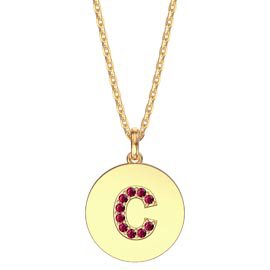 Charisma Ruby Pave 18ct Gold Vemeil Alphabet Pendant C