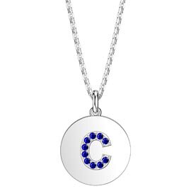 Charisma Sapphire Pave Platinum plated Silver Alphabet Pendant C