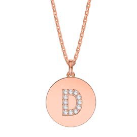 Charisma Moissanite Pave 18ct Rose Gold Vemeil Alphabet Pendant D