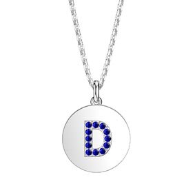 Charisma Sapphire Pave Platinum plated Silver Alphabet Pendant D