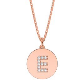 Charisma Moissanite Pave 18ct Rose Gold Vemeil Alphabet Pendant E