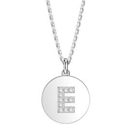 Charisma Moissanite Pave Platinum plated Silver Alphabet Pendant E