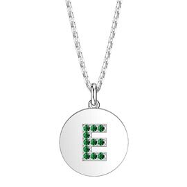 Charisma Emerald Pave Platinum plated Silver Alphabet Pendant E