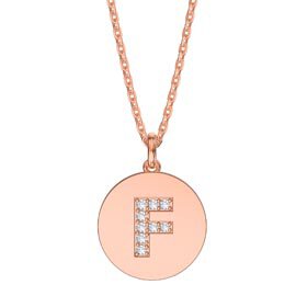 Charisma Moissanite Pave 18ct Rose Gold Vemeil Alphabet Pendant F