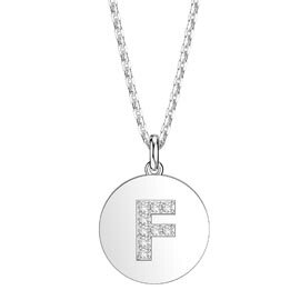 Charisma Moissanite Pave Platinum plated Silver Alphabet Pendant F