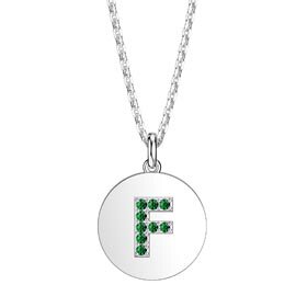 Charisma Emerald Pave Platinum plated Silver Alphabet Pendant F