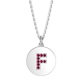 Charisma Ruby Pave Platinum plated Silver Alphabet Pendant F