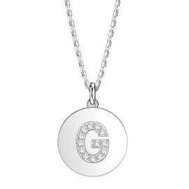 Charisma Moissanite Pave Platinum plated Silver Alphabet Pendant G